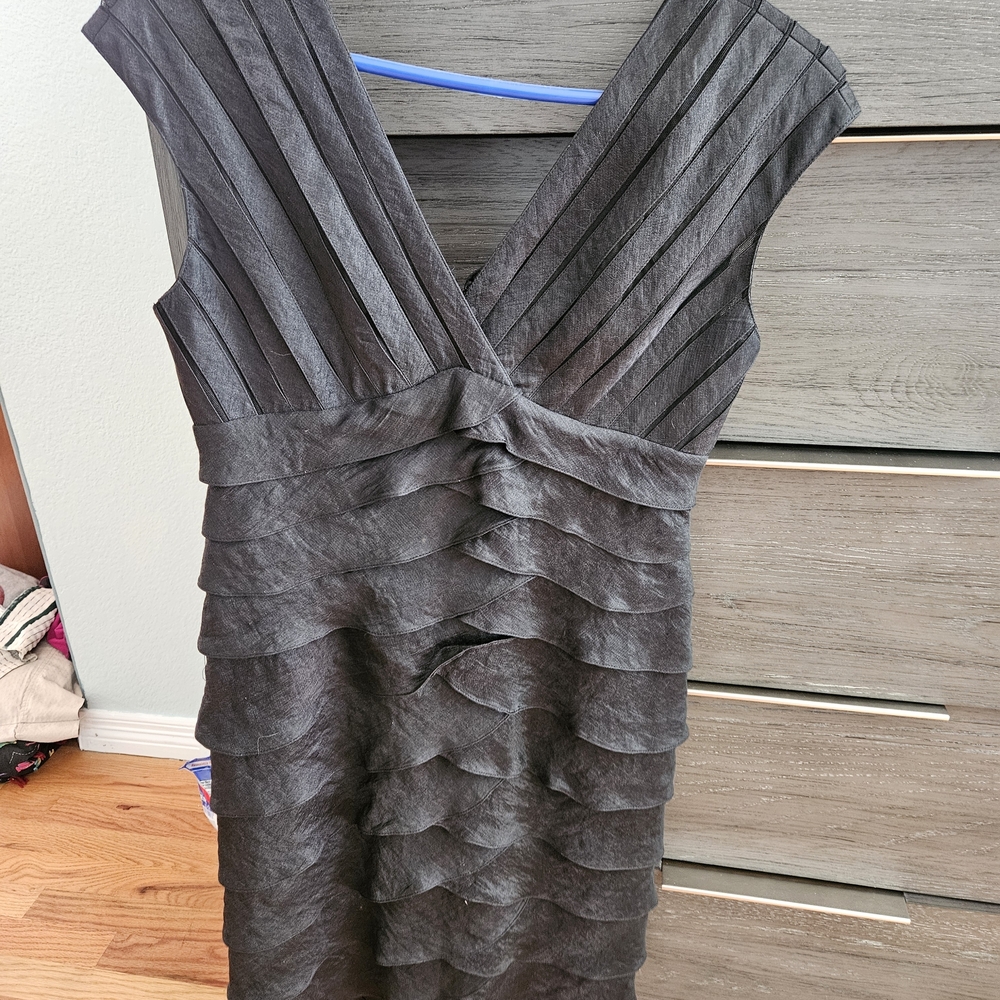 Adrianna Papell Charcoal Layered Midi Dress